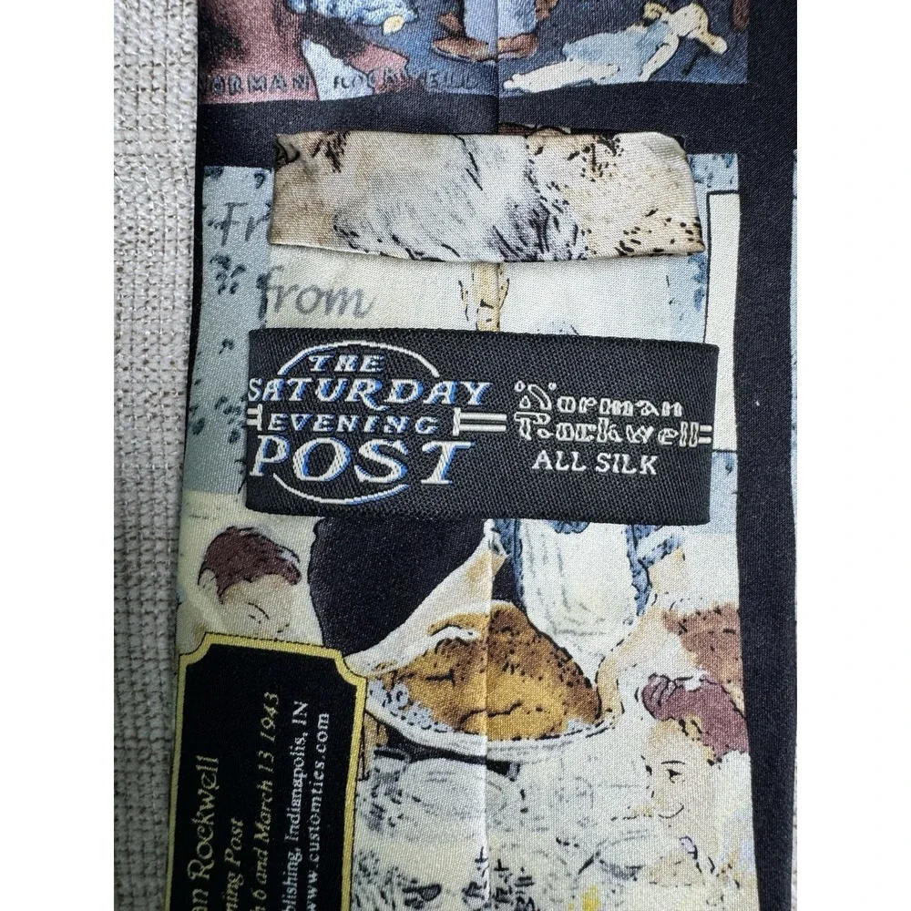 Norman Rockwell Neck Tie 100% Silk Saturday Evening Post Four Freedoms (B7)